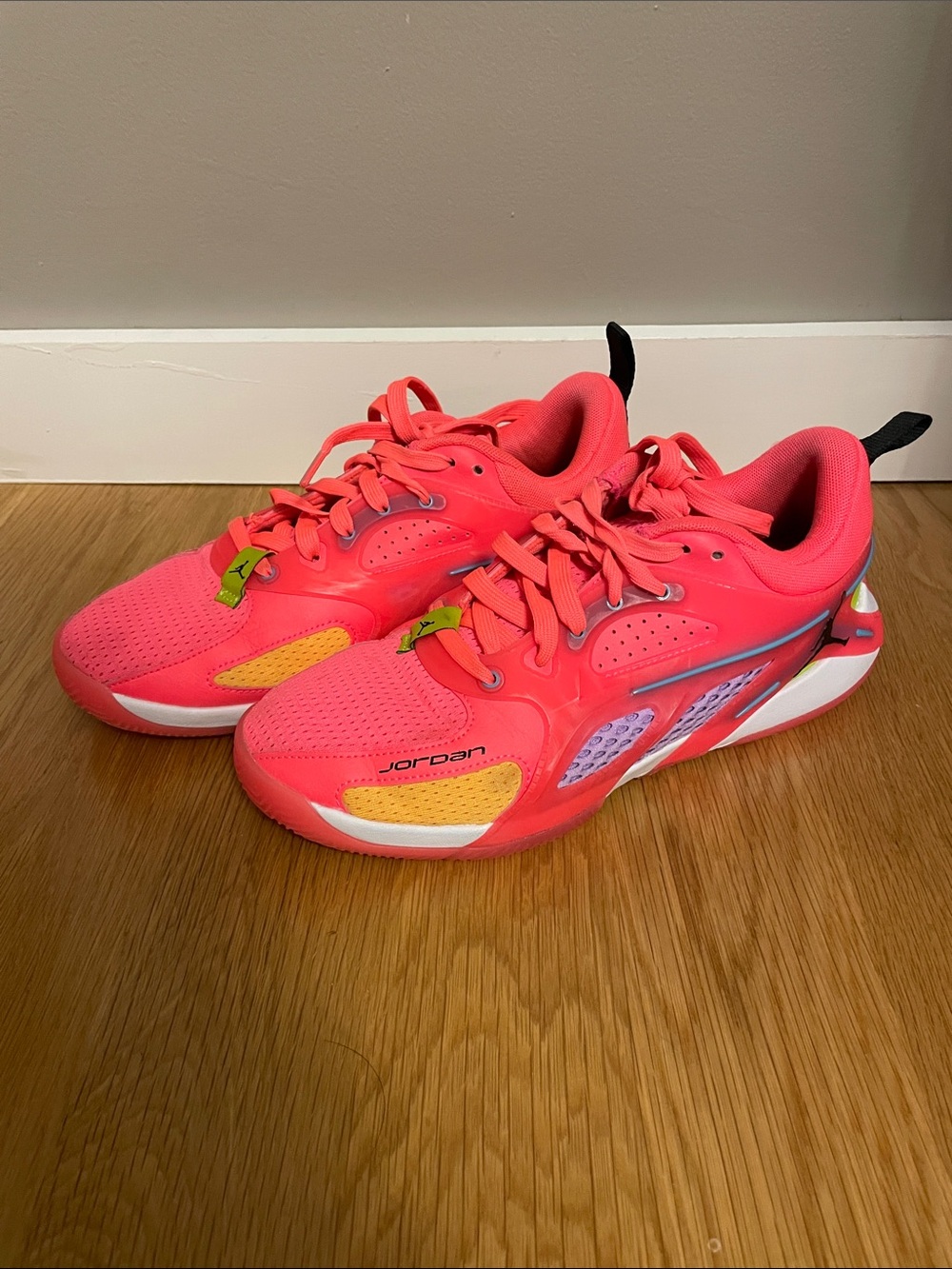Jordan Women's Hot Pink and Yellow Training Sneakers